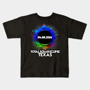 Total Solar Eclipse Texas 2024 April 8 Colorful Totality Kids T-Shirt